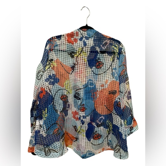 ✨ Joseph Ribkoff Organza Face Print Swing Jacket size 16 - Picture 9 of 17